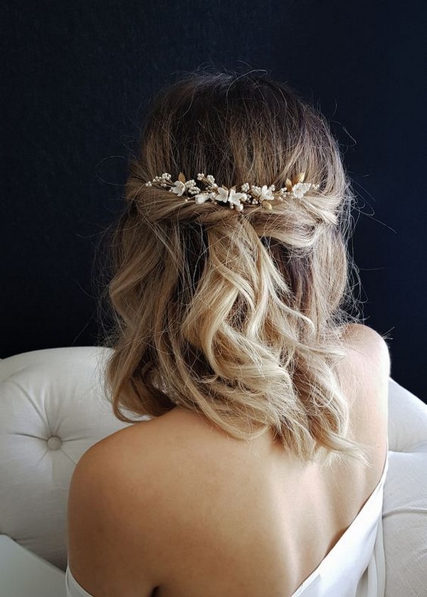 pretty half up half down wedding hairstyle ideas for your big day