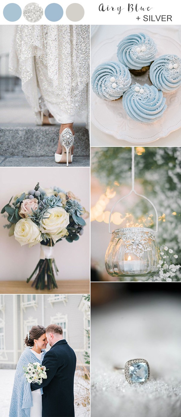 airy blue and silver wedding color ideas for December