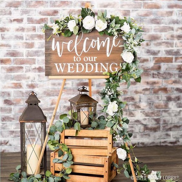 chic rustic wedding welcome entrance decoration ideas
