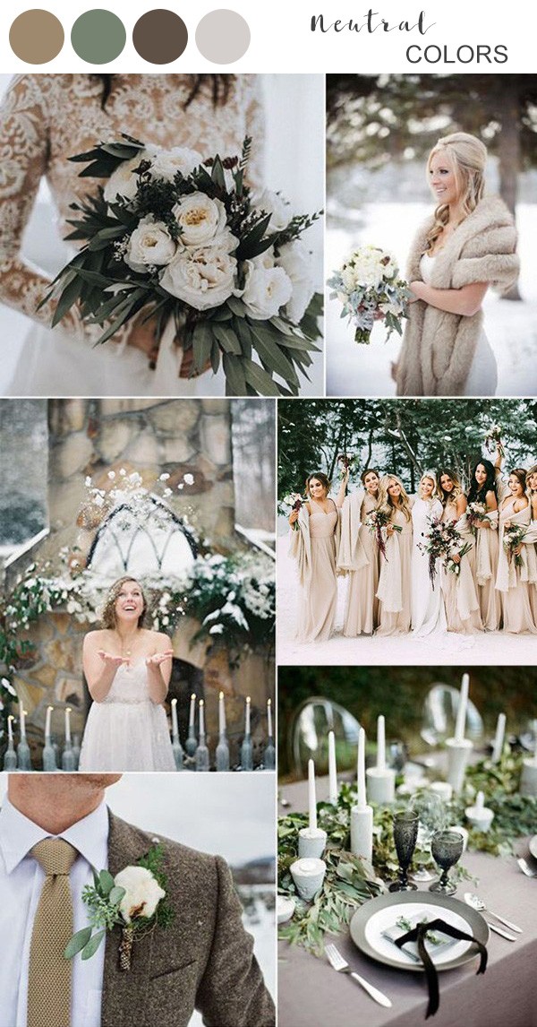 neutral rustic winter wedding color ideas