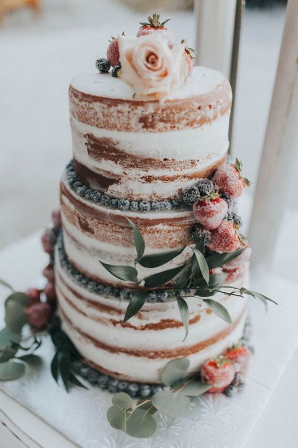 semi naked winter wedding cake