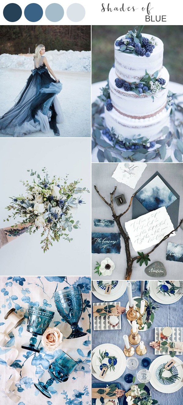 shades of blue winter wedding color ideas