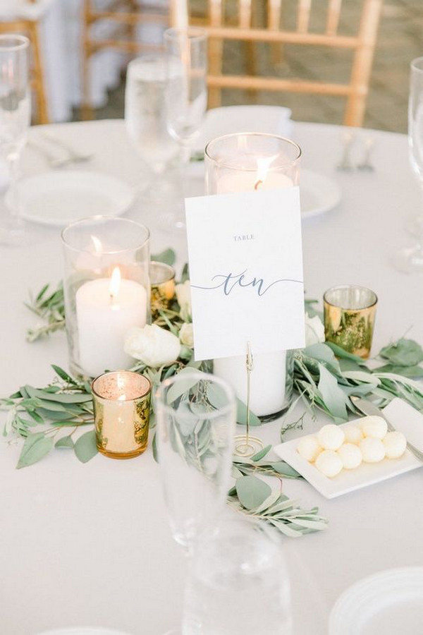 simple wedding centerpiece ideas with greenery and candles