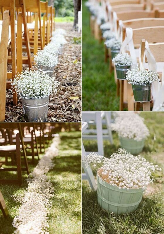 baby's breath outdoor wedding aisle decoration ideas EmmaLovesWeddings