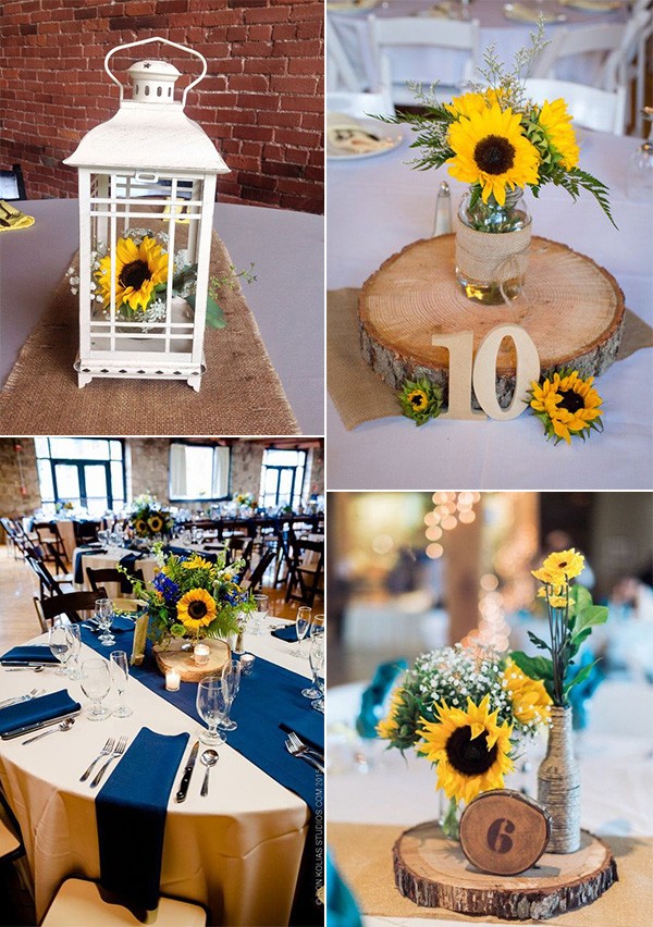 rustic wedding centerpiece ideas with sunflowers
