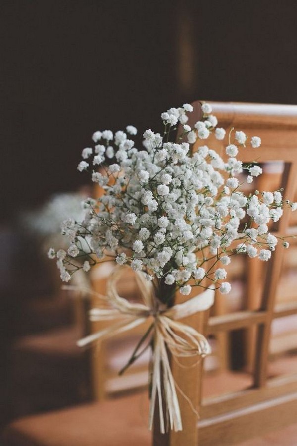 rustic wedding chair decoration ideas with baby's breath