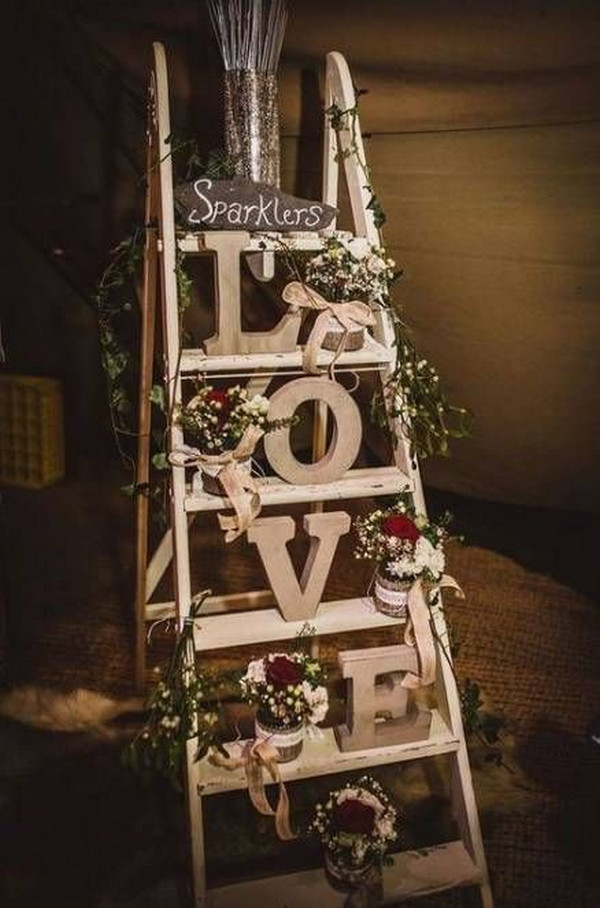 20 Vintage Rustic Wedding Decoration Ideas with Ladders - EmmaLovesWeddings