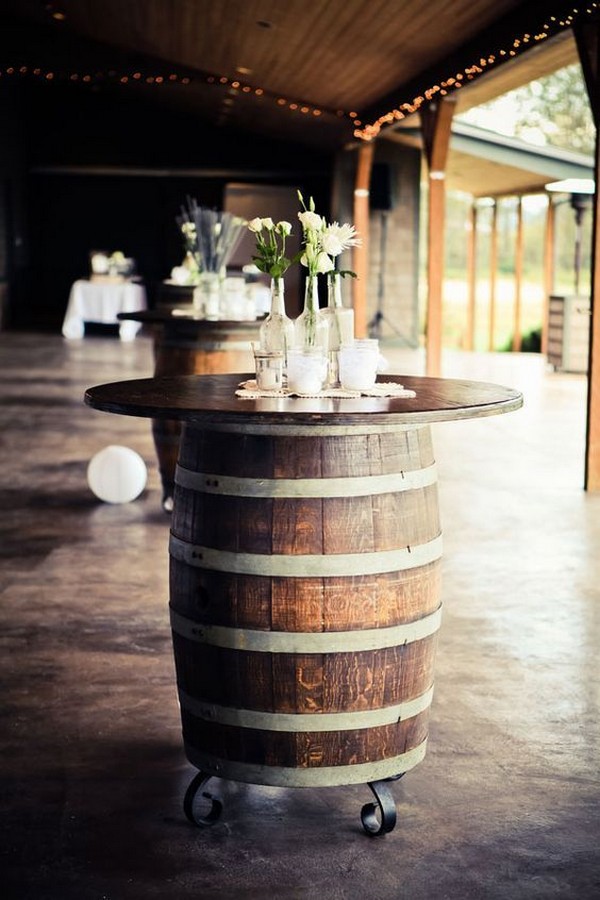 wine barrels cocktail tables for country rustic weddings
