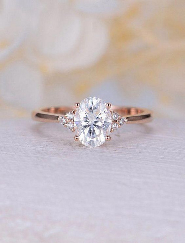 oval diamond rose gold wedding engagement ring
