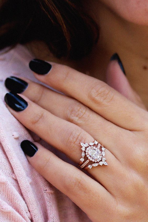 unique rose gold diamond engagement ring