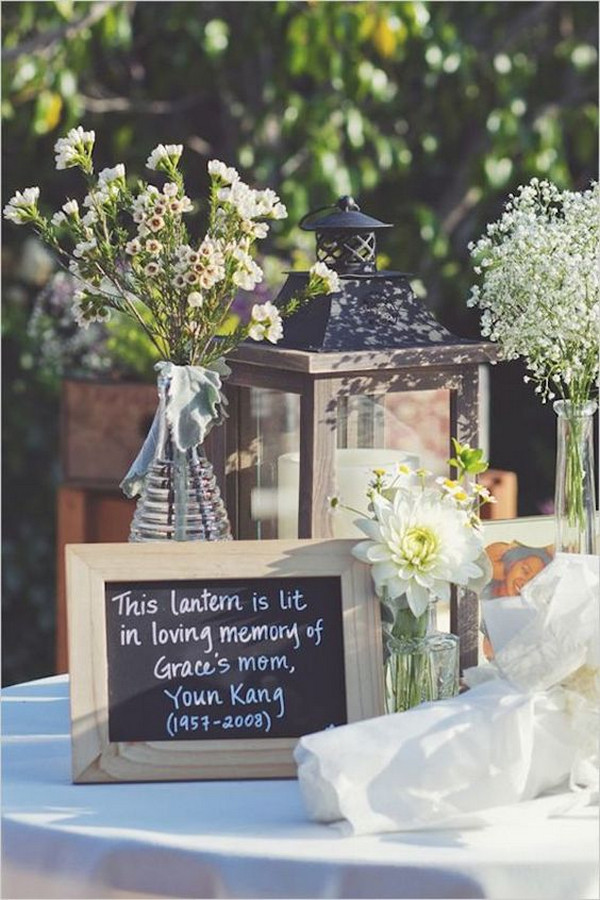wedding memorial table ideas with lantern