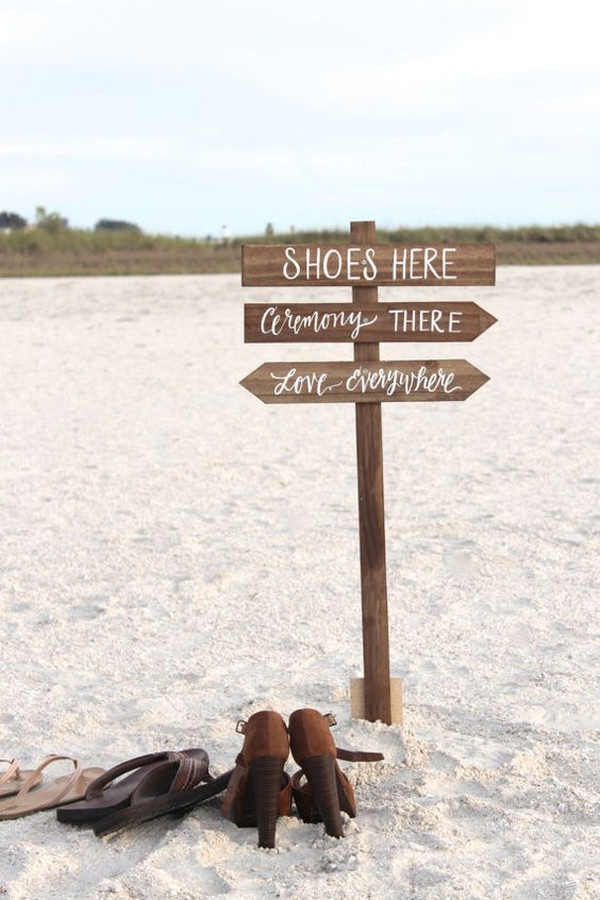 beach wedding sign ideas for shoes station