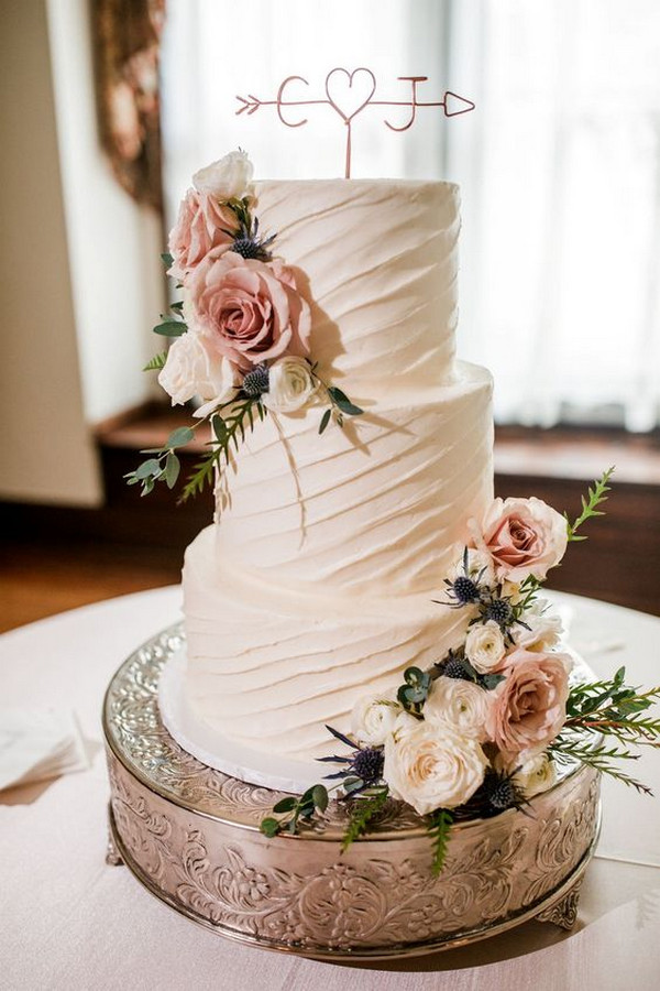 dusty rose floral wedding cake