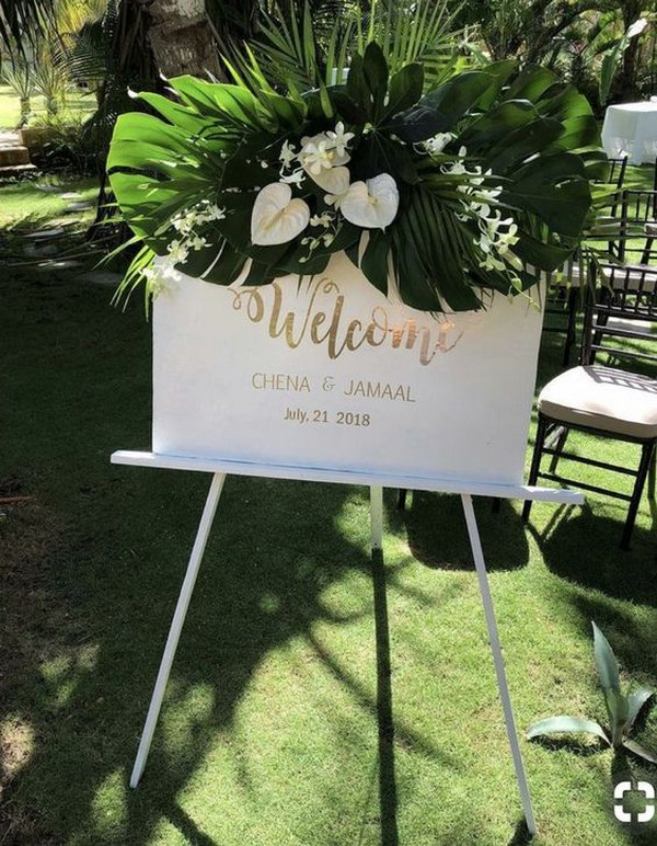 tropical wedding welcome sign