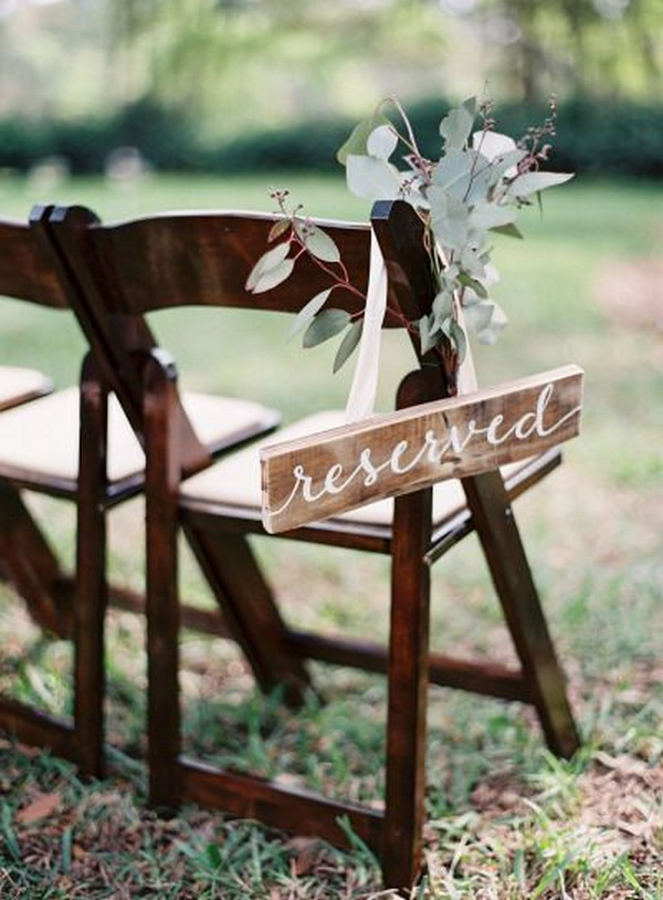 chic rustic reserved wedding ceremony seating sign