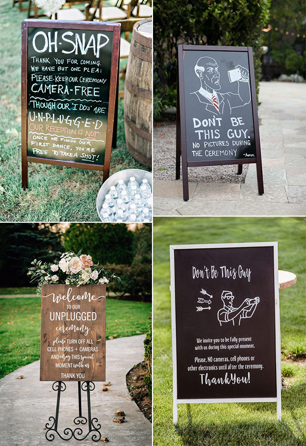 outdoor wedding signs for unplugged ceremony