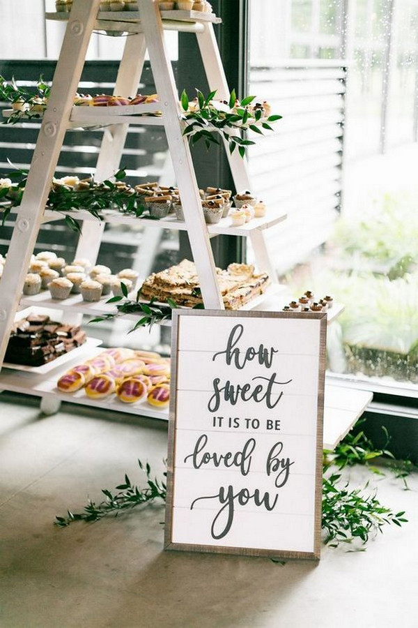 vintage wedding dessert display ideas with ladder