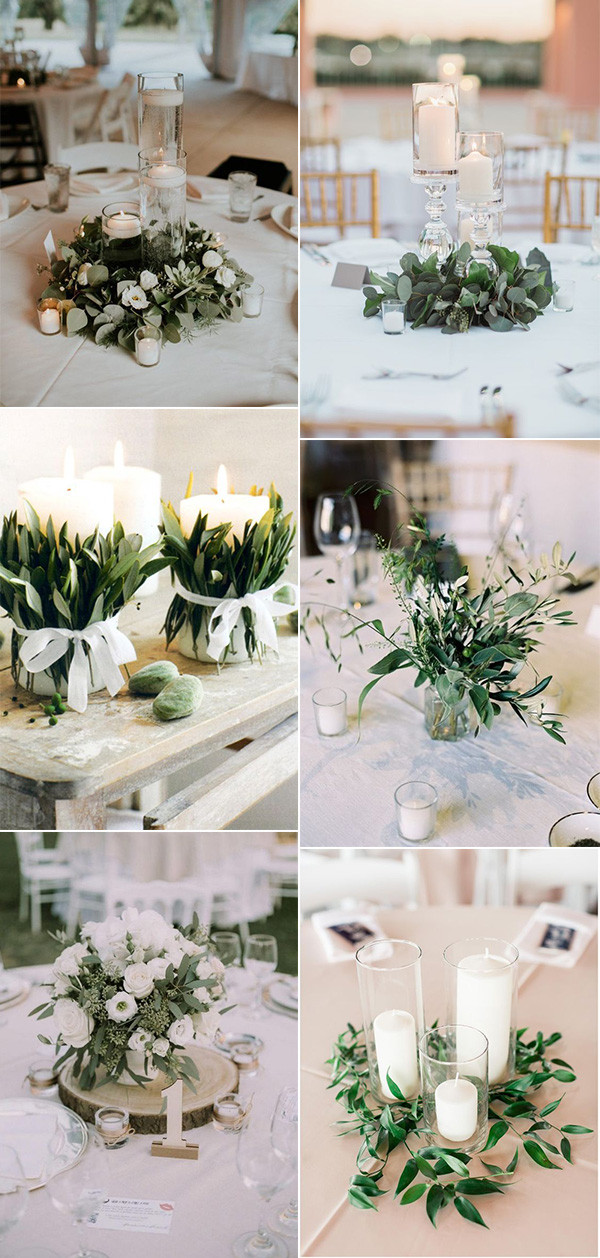 budget friendly simple wedding centerpieces white and green