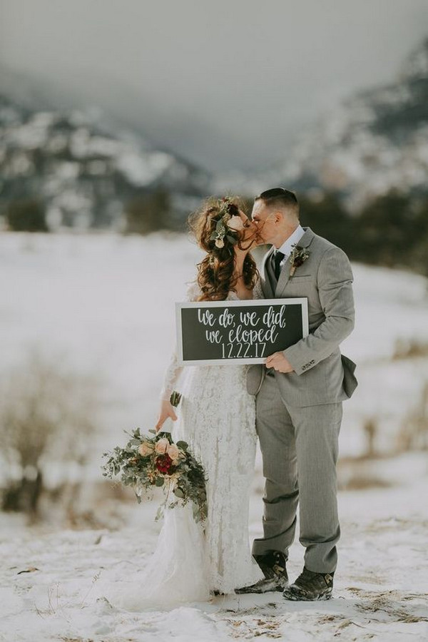 mountainside winter elopement wedding ideas