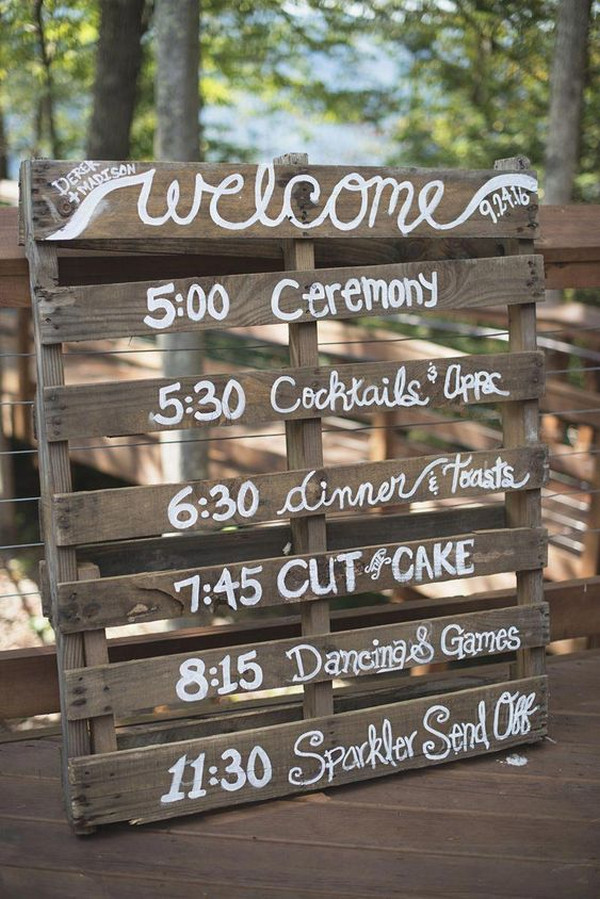country rustic wedding sign with wooden pallets