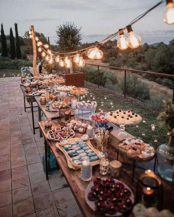 rustic backyard wedding food bar for small weddings