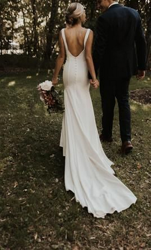 simple wedding dress with open back