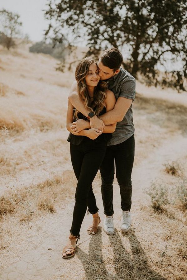 cute love story engagement photo pose for fall