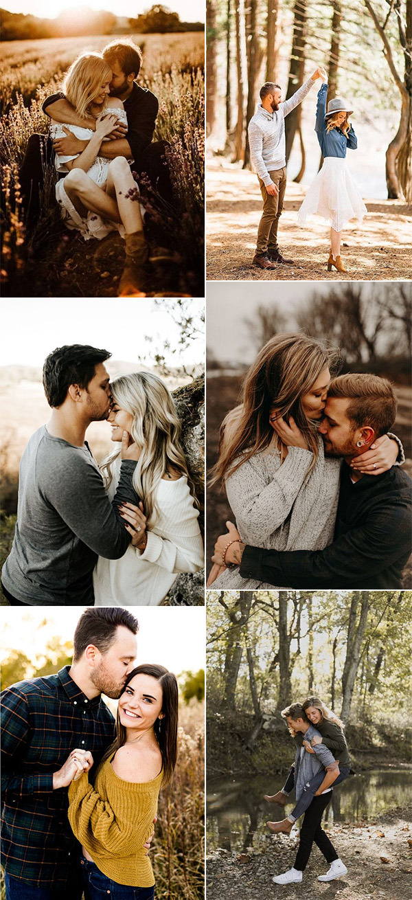 romantic wedding engagement photos for fall