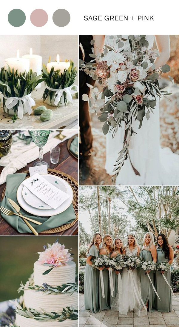 sage green and pink wedding color ideas for 2021