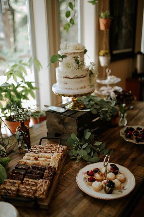 An ideal rustic dessert spread for a cozy autumn wedding