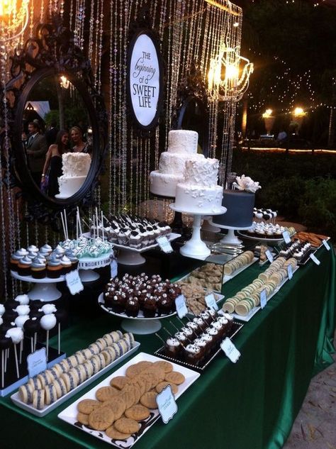 Cake, pie, cake pops and cookie displays make for imaginative dessert table ideas for wedding receptions