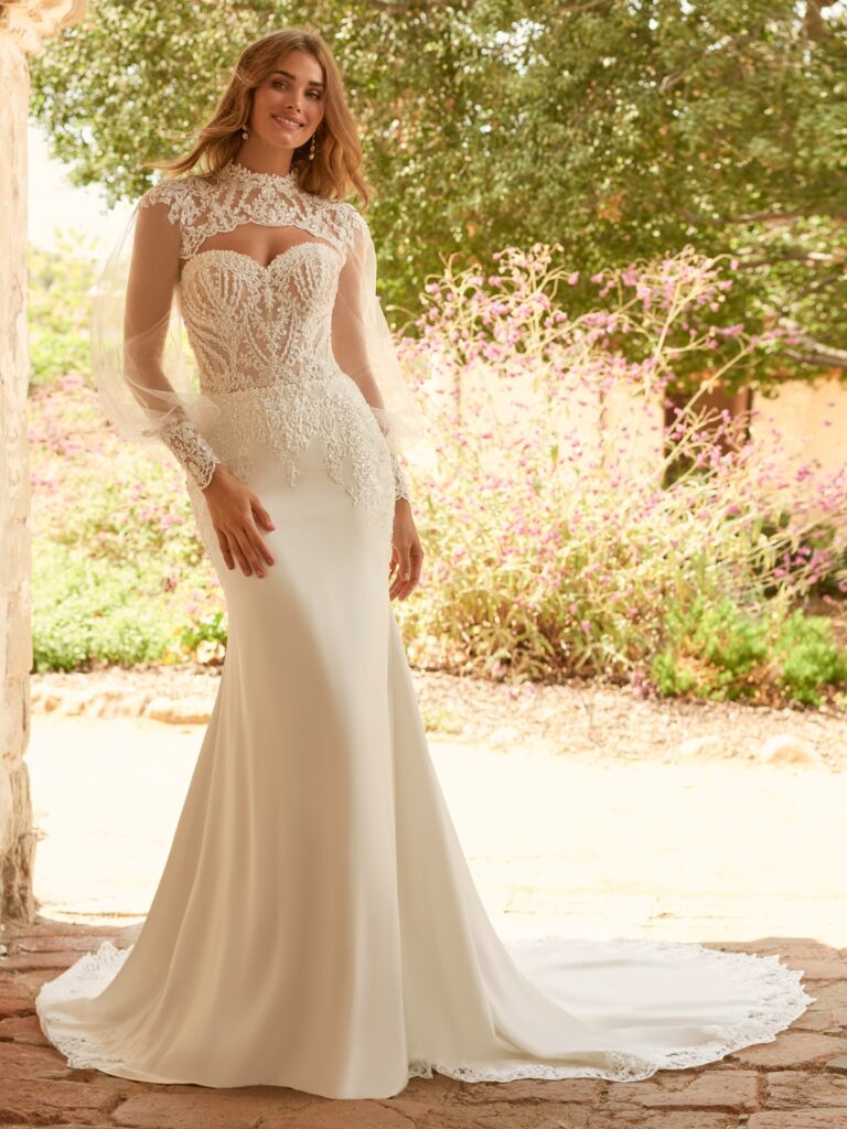 It's a chic idea for sexy wedding dresses with bishop sleeves.