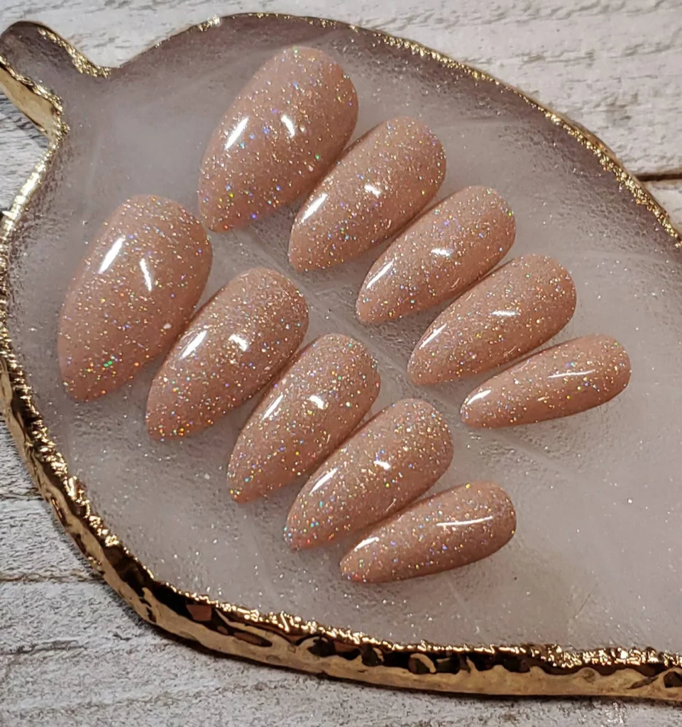 Sparkling Nude fake nails