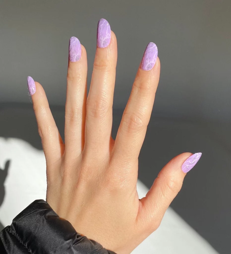 lavender bridal sparkle nails art