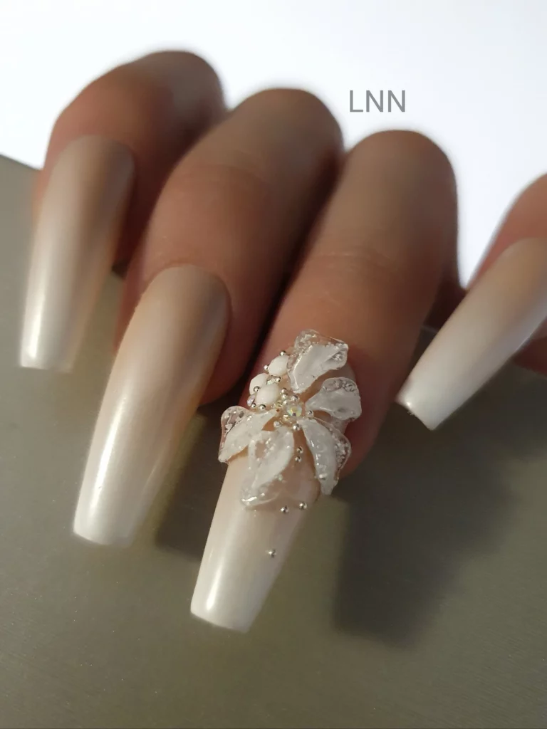 Pearl Pink bridal nail designs