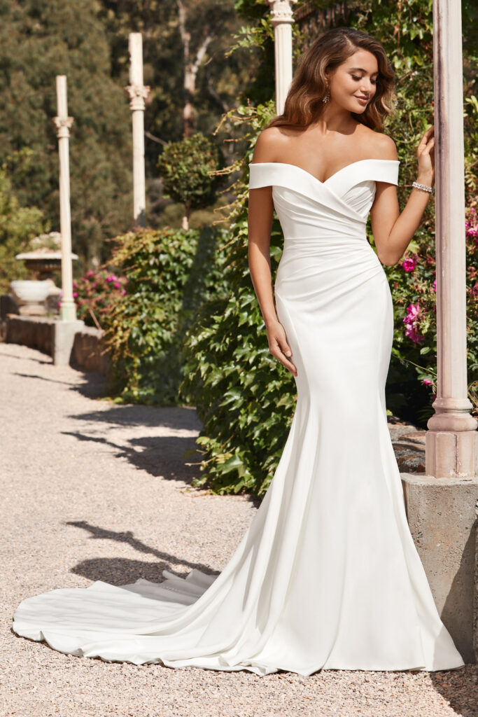 This fit-and-flare wedding gown will show off your most flattering features.