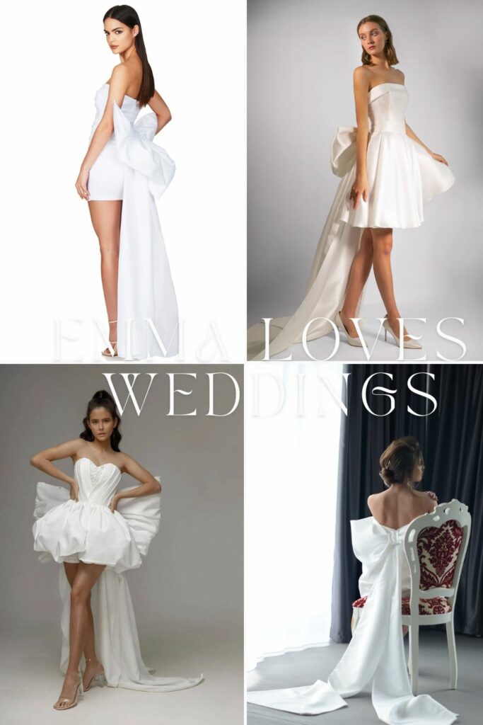 A bow in the back of the dress is a classic bridal detail that is well known to modern fashionistas.