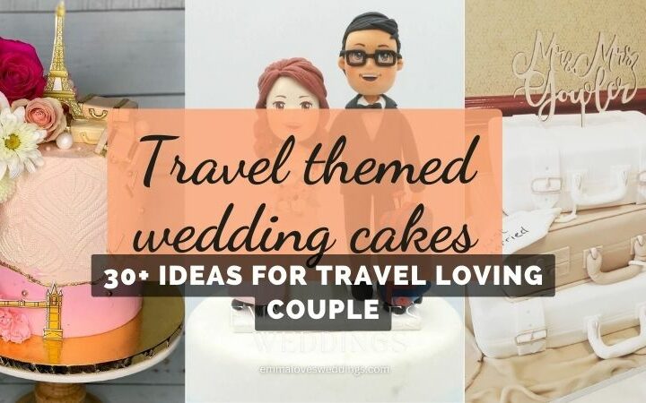 Travel themed wedding cakes