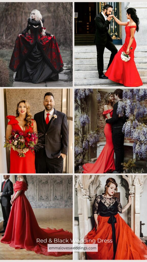 Dresses inspired by Halloween are ideal for any kind of wedding but especially these with a gothic theme or that stick to classic black and red color schemes