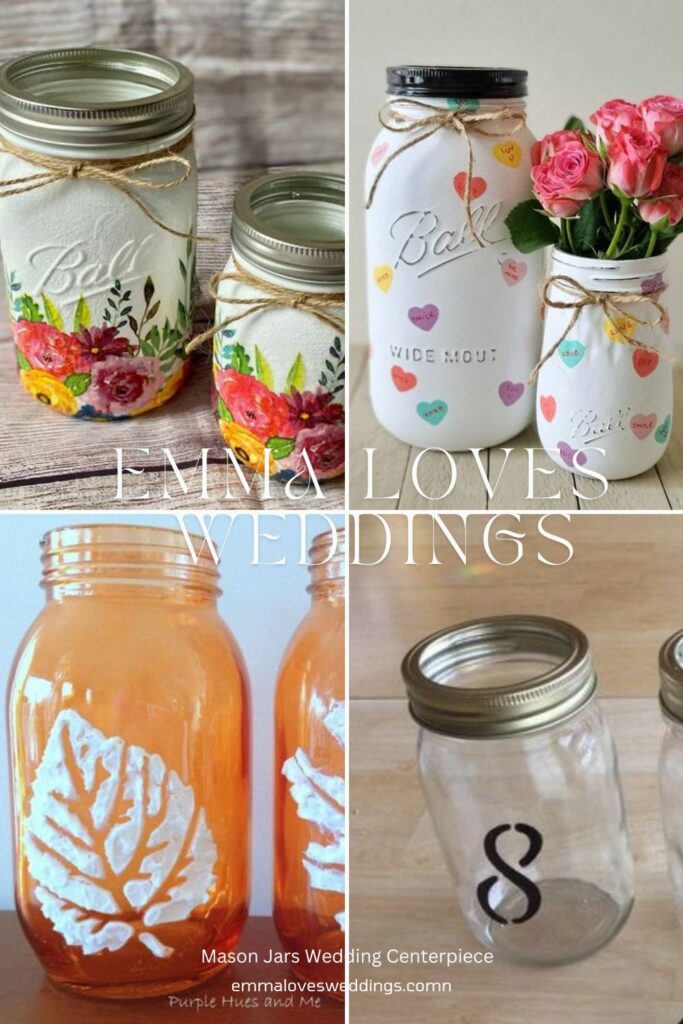 Heart stencils are classic while letters can be used to make a monogram. Buy number stencils if you want numbered mason jars on the tables