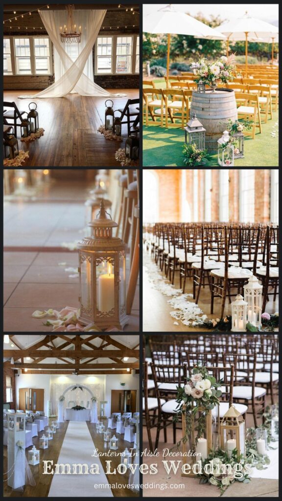 Skip simple lantern wedding centerpieces and pick aisle lined lanterns instead. We love the idea