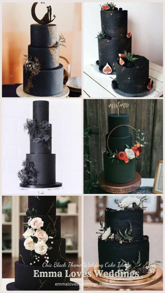 Stylish and sophisticated the all black wedding cake is a symbol of how much thought and consideration went into its creation