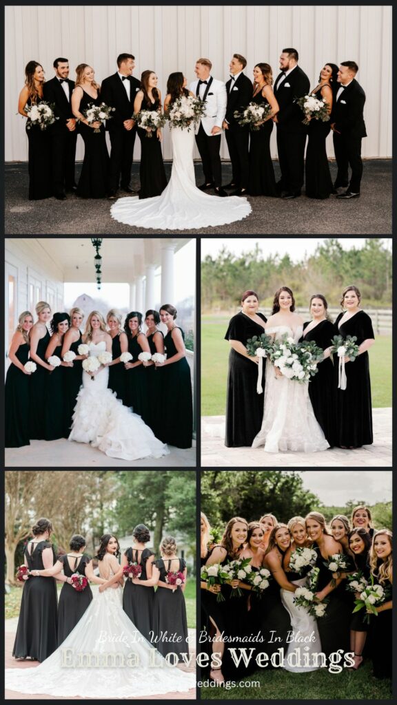 These black bridesmaid dresses are the epitome of understated glamour and modern style