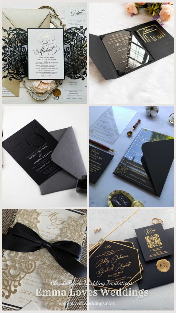 These classy invites in black have just the appropriate amount of originality in addition to the qualities of being up to date