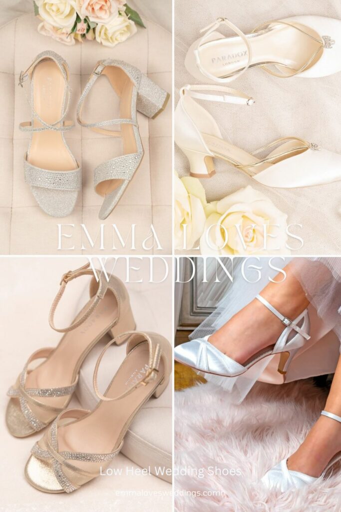 These elegant low heeled wedding shoes are perfect for the big day. They have the ideal balance of practicality and class