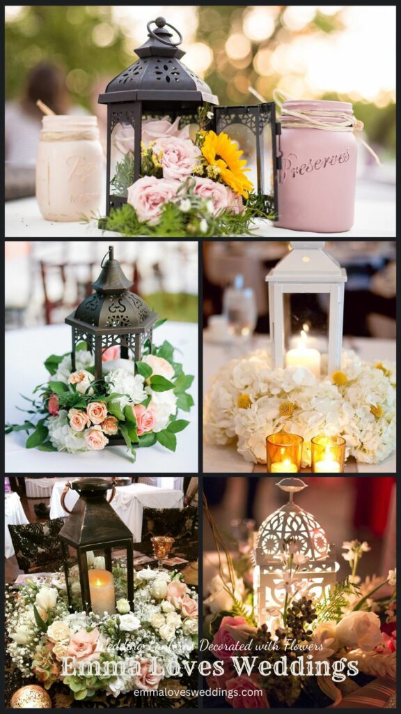 These flower decorated wedding lanterns are a chic addition to any high end celebration