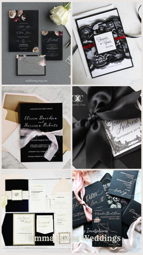 Try incorporating a tiny bit of black into your wedding invitations for a dash of sophistication. This is the most beautiful idea for a black