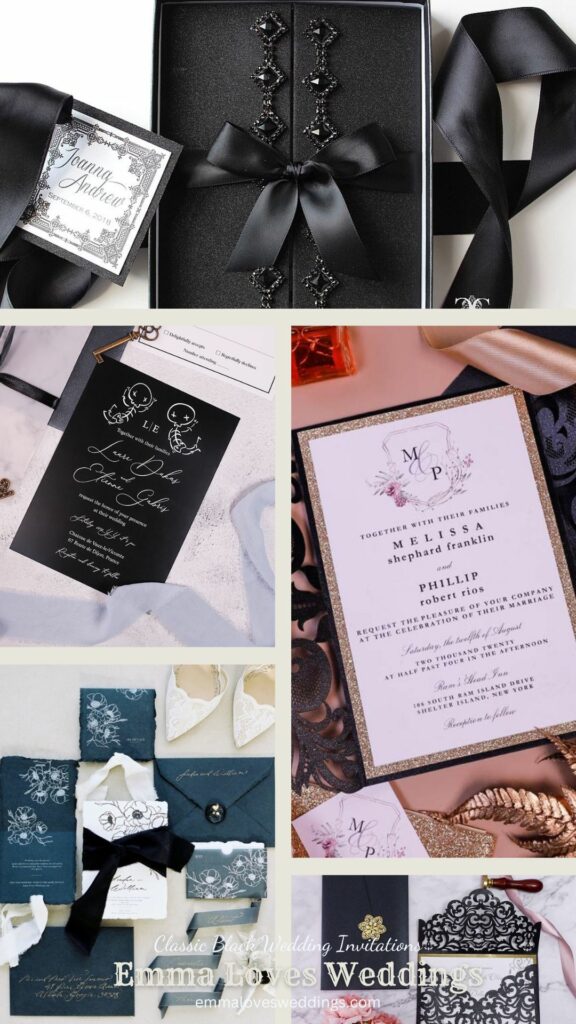 Want to make a complete dramatic feeling Choose to send your wedding guests invitations in black