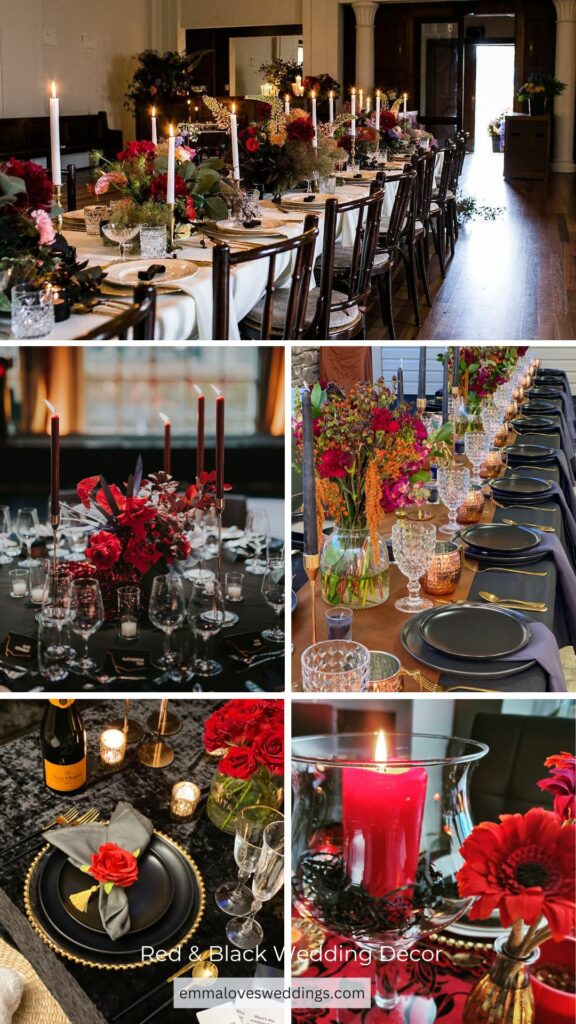 We adore this red and black wedding theme because it is both classic and modern