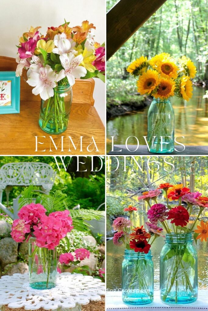 You might be able to save some money by presenting your floral arrangements in personalized mason jars rather than purchasing pricey vases